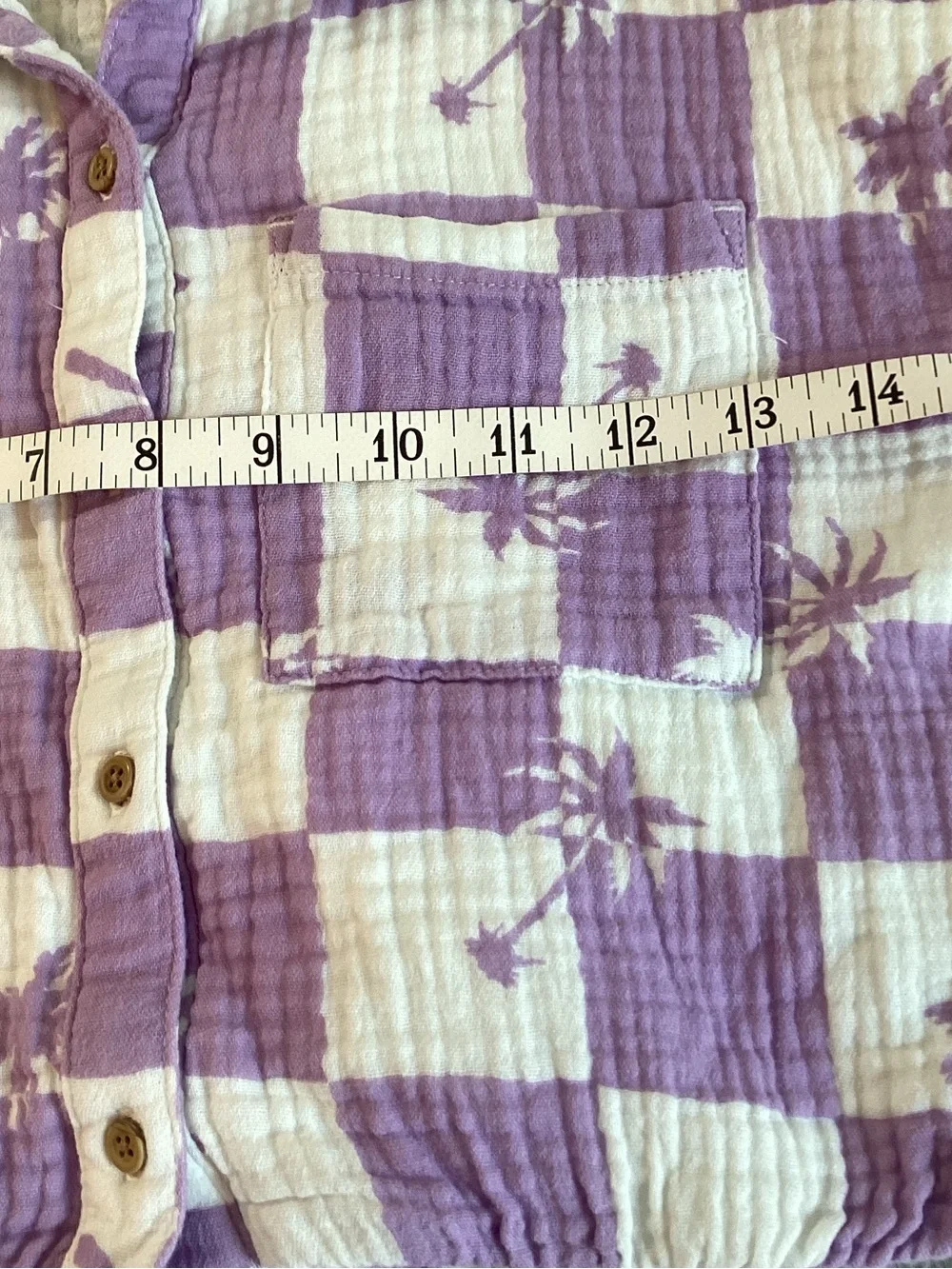 Grayson Threads Lavender and White Check Palm Shirt & Shorts Set Size M Cotton